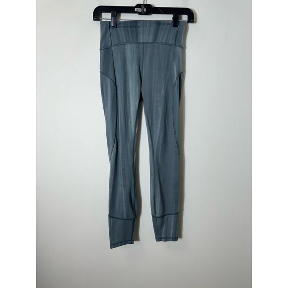 Lululemon Green Dyed Stripe High Rise 25" Leggings Sz 4 - Picture 1 of 2